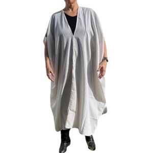 Jennafer Grace Oversized Kaftan Maxi Dress White Taupe Stripe | Boho Resort C